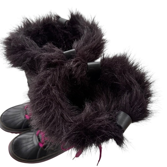 Sorel Tivoli Twist Waterproof Winter Boots with Fur Trim Black Purple Size 7 - Picture 7 of 12